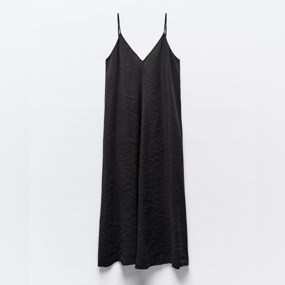 Zara Black Flowy Maxi Dress size Small